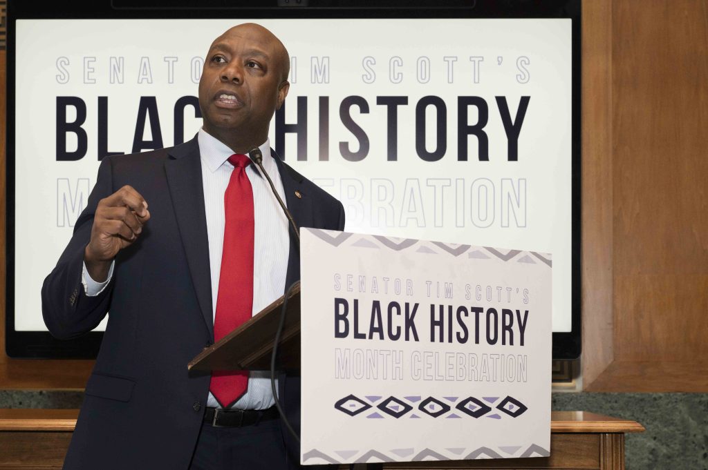 Senator Scott hosted a  Black History Month reception with keynote speaker, Former Secretary Kay Coles James, in Washington, DC on February 28, 2024. (Official U.S. Senate photo by Daniel Rios)