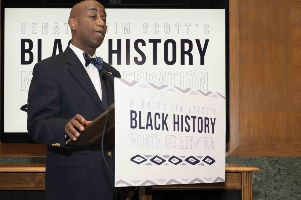 Senator Scott hosted a  Black History Month reception with keynote speaker, Former Secretary Kay Coles James, in Washington, DC on February 28, 2024. (Official U.S. Senate photo by Daniel Rios)