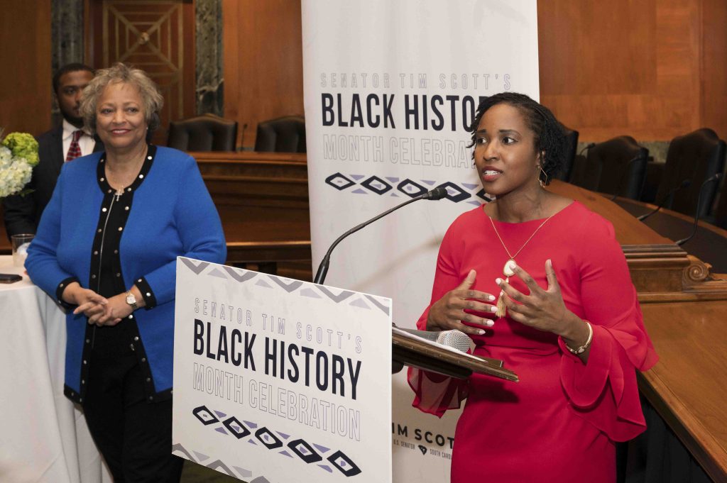 Senator Scott hosted a  Black History Month reception with keynote speaker, Former Secretary Kay Coles James, in Washington, DC on February 28, 2024. (Official U.S. Senate photo by Daniel Rios)