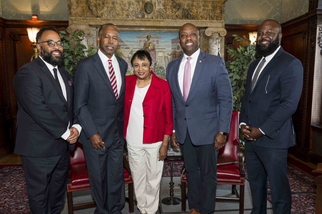 Senator Scott speaks at the Juneteenth event with Sec Ben Carson and Carla Hayden, Librarian of LOC, in Washington, DC on June 18, 2024. (Official U.S. Senate photo by Renee Bouchard)