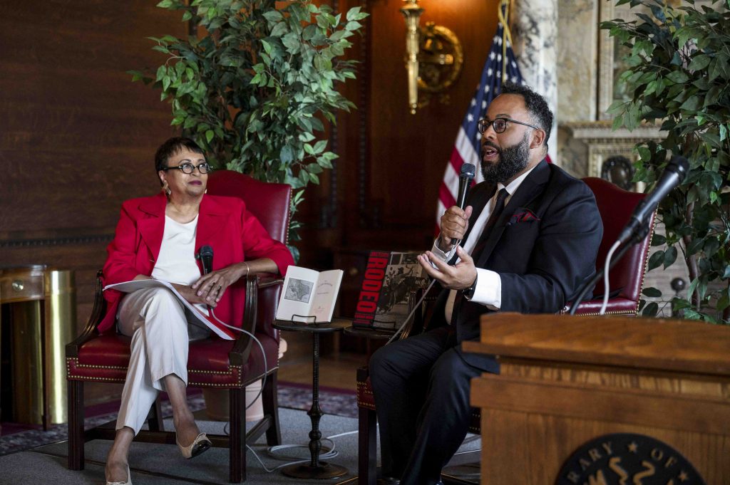 Senator Scott speaks at the Juneteenth event with Sec Ben Carson and Carla Hayden, Librarian of LOC, in Washington, DC on June 18, 2024. (Official U.S. Senate photo by Renee Bouchard)